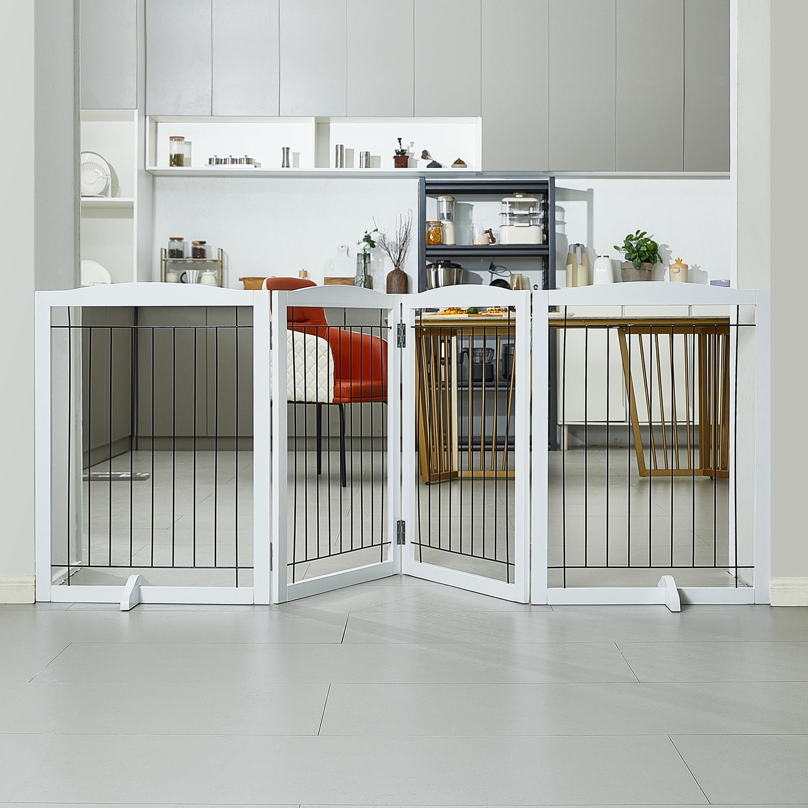 Bealive® Hondenhek - Vrijstaand - Wit - Hout - Uitklapbaar - 3 panelen - Barrière
