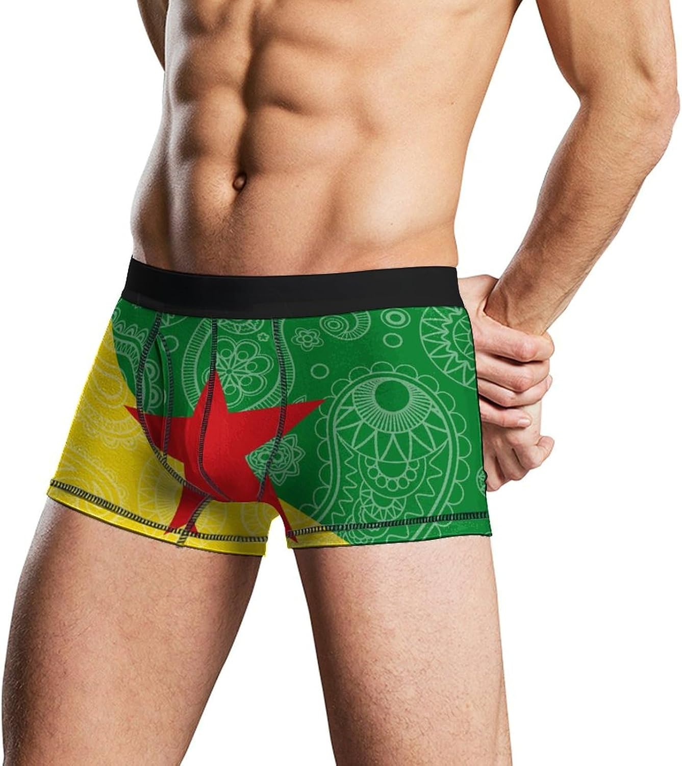 French Guiana Flag Paisley Pattern Novelty Men's Trunks Soft Breathable Underwear Patterned Stretch Briefs