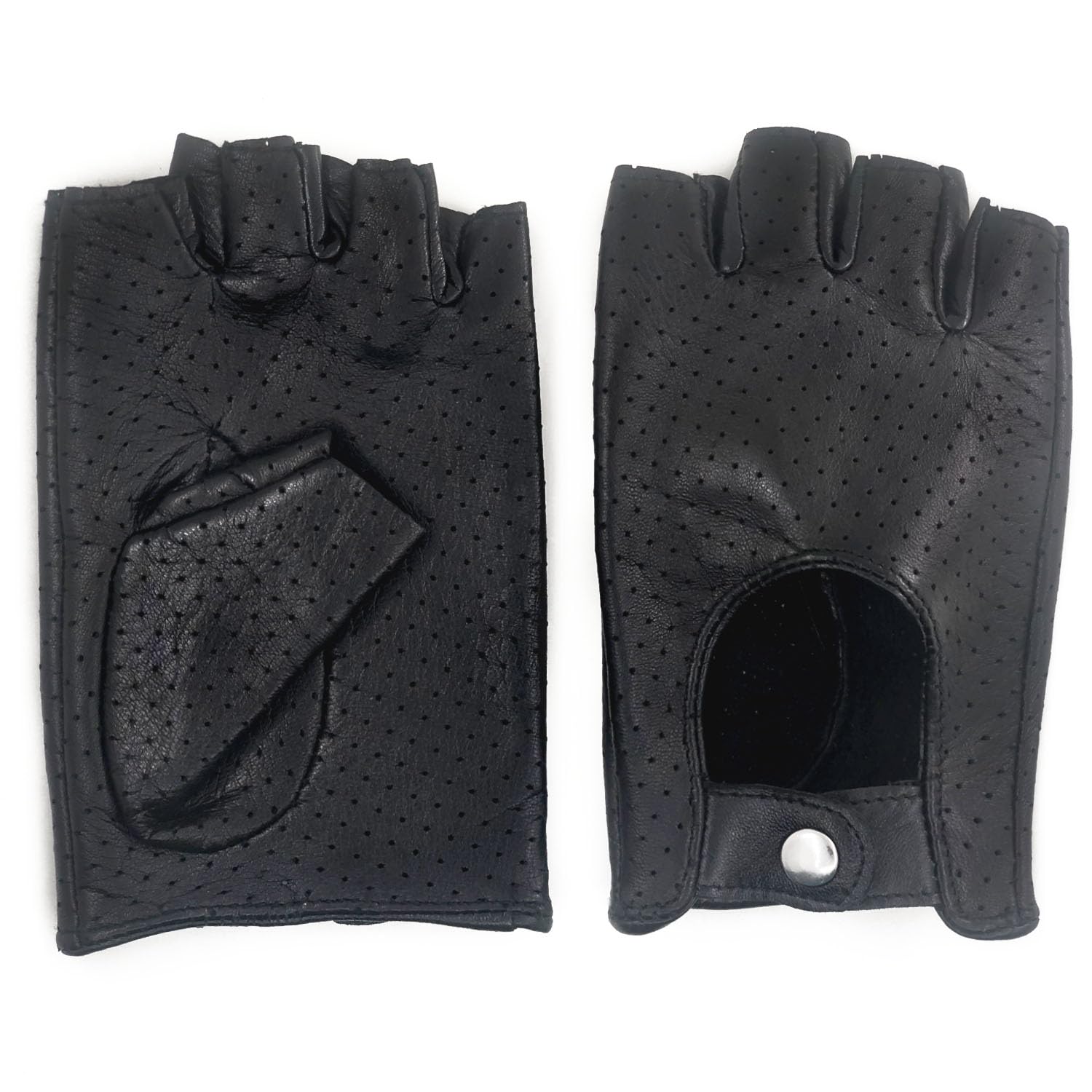 Cuir pour Femme Gant à Maille Pleine sans Doigts Gant de Conduite à Demi Doigts