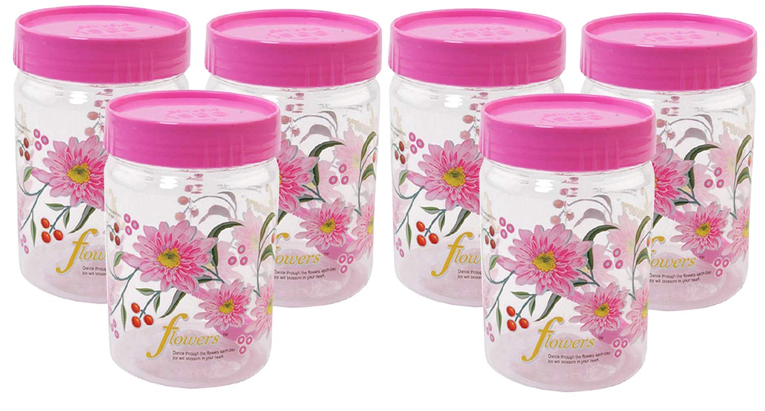Kuber Industries 6 Piece Plastic Container Set, 1100ml, Pink