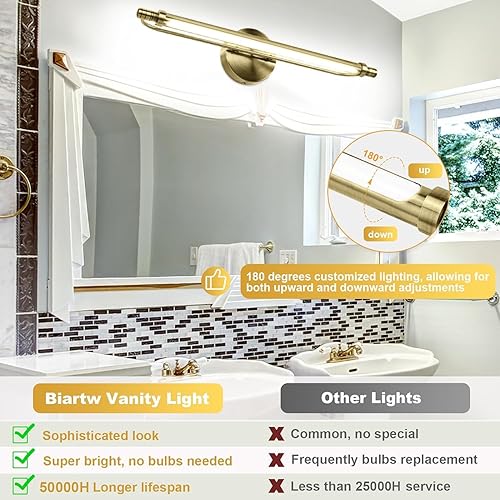 Miniatura 4 de Lámpara giratoria de 20.9 pulgadas, lámpara de tocador giratoria ajustable de 180, aplique de pared de baño, aplique de pared de 6000 K, accesorios