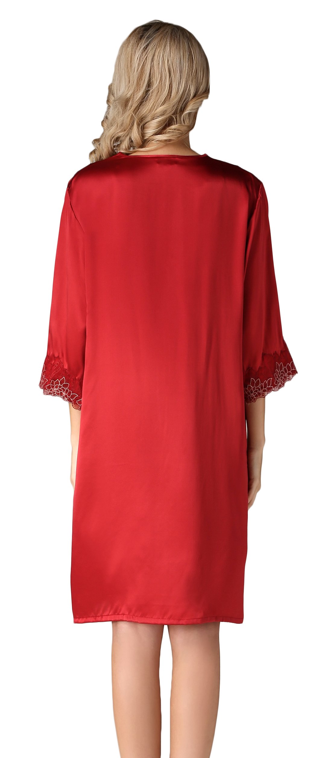 Tulpen Damen 100% Maulbeerseide Schlafanzug Set Klassische Spitze Seide Pyjamas