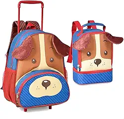 Mochila Rodinha Infantil Kit Escolar Cachorro Caramelo 13" Lancheira Termica 9" - Clio Pets