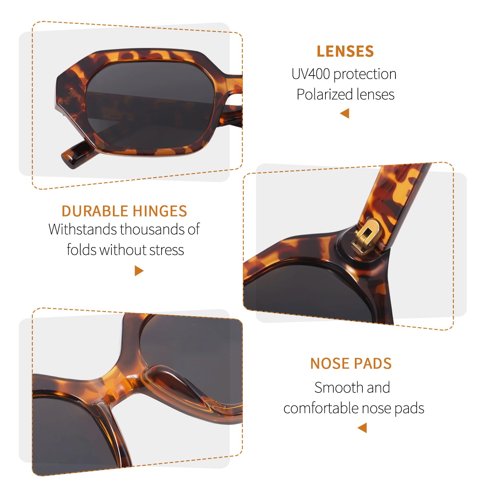 Coumy 3 Pcs Retro Polarized Sunglasses for Women Men