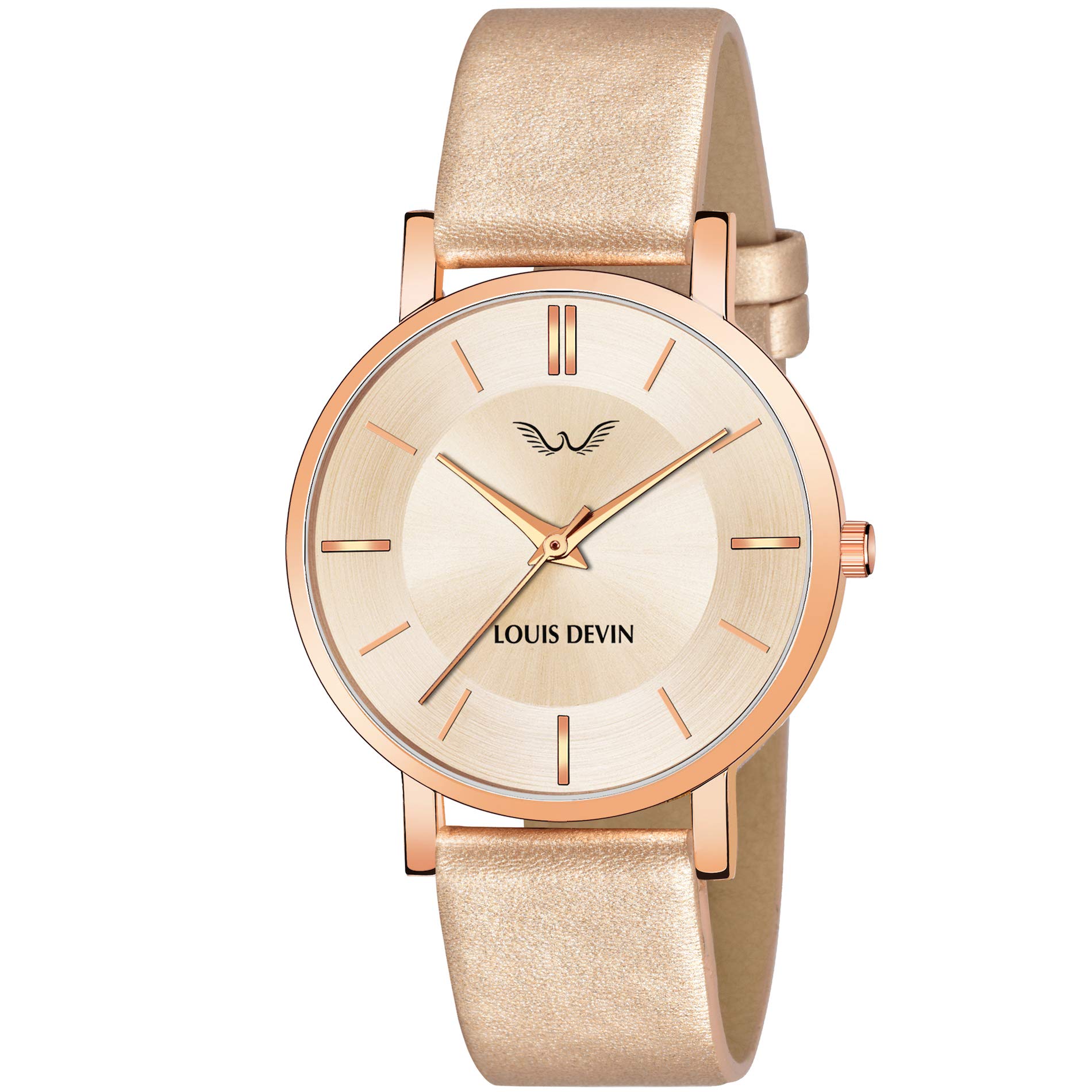 LOUIS DEVIN Ld-Rg137-St-Rg Leather Strap Analog Wrist Watch For Women, Gold Dial, Pink Band (B08VW6SCR6) Amazon Price History, Amazon Price Tracker