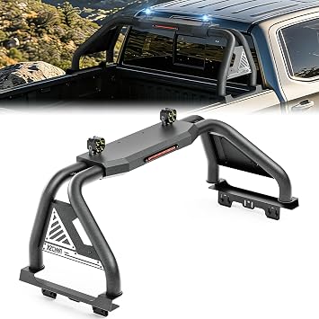 YZONA Sport Roll Bar for Pickup Trucks, Adjustable 61"-66.9" Bed Chase Rack w/LED Lights Compatible with Silverado/Sierra 1500, F-150 F-250 F-350, Ram 1500 2500 3500, Toyota Tundra, Nissan Titan