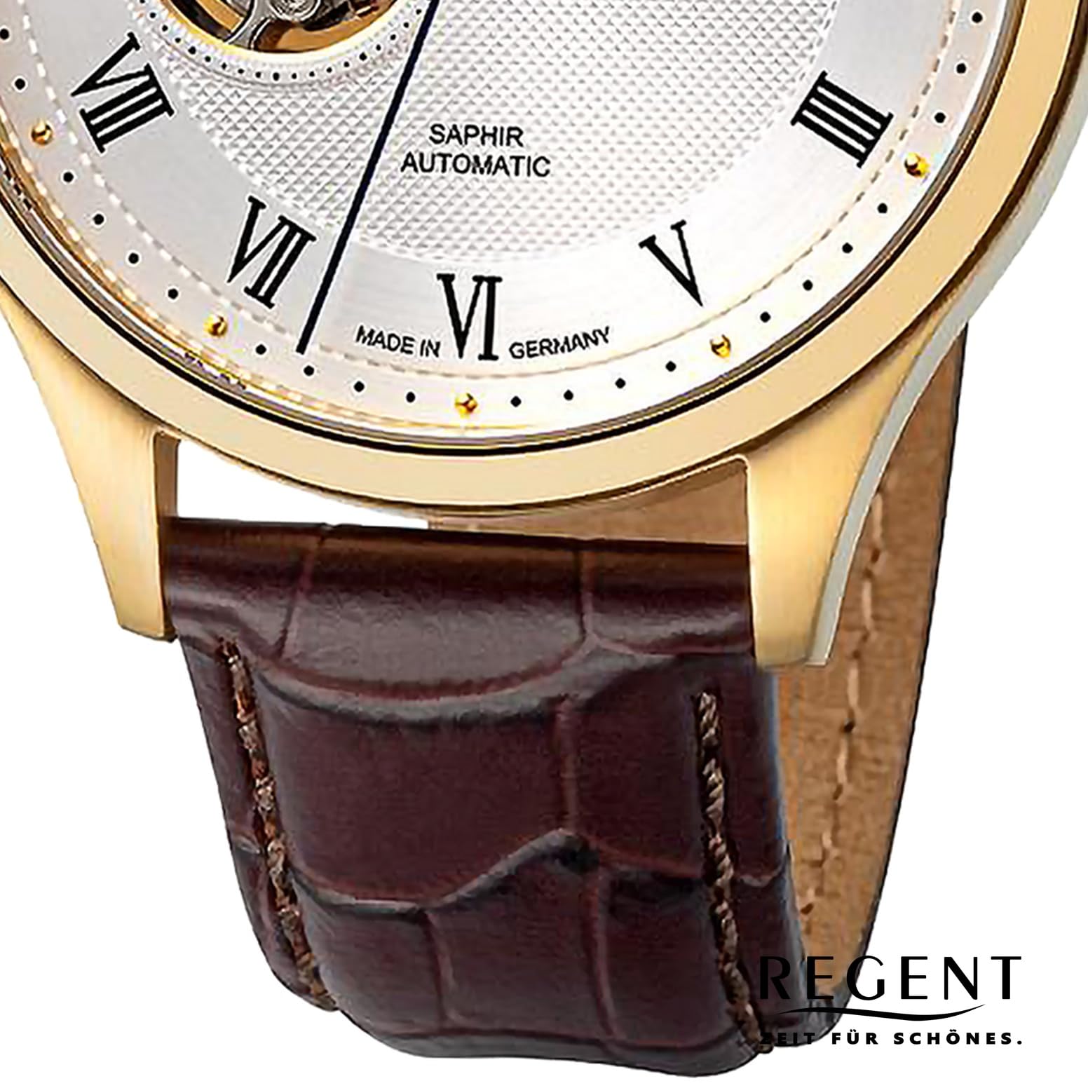 REGENT Herren-Armbanduhr Automatik Open Heart 1150104
