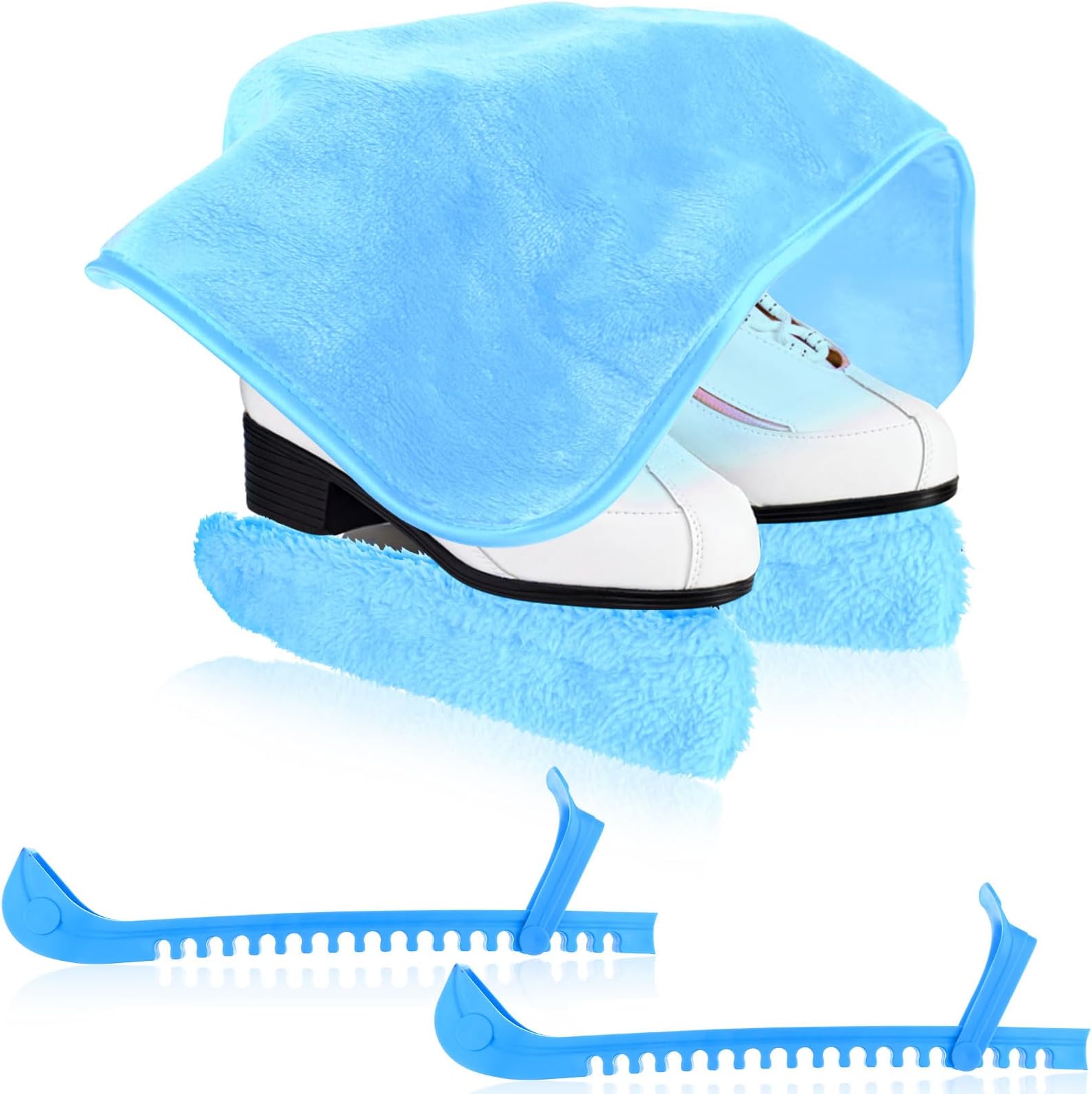 Haishell 3 Pairs Ice Skate Guards Blade Covers with Adjustable Buckle Towel Protective Elastic Figure Skating Soakers Cover for Hockey Figure Ice Skates