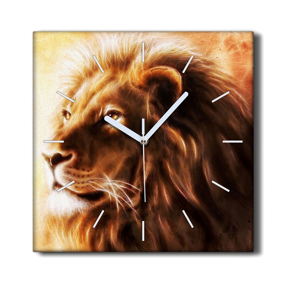 Horloge sur Toile Lion Animal Chat Coloray 30x30cm sans tic-tac pour salon