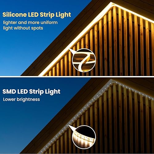 Miniatura 6 de Tira de luces LED de neón de 32.8 pies, 2700 K blanco cálido, flexible, luces de neón para exteriores, tira de luces LED de silicona IP67,