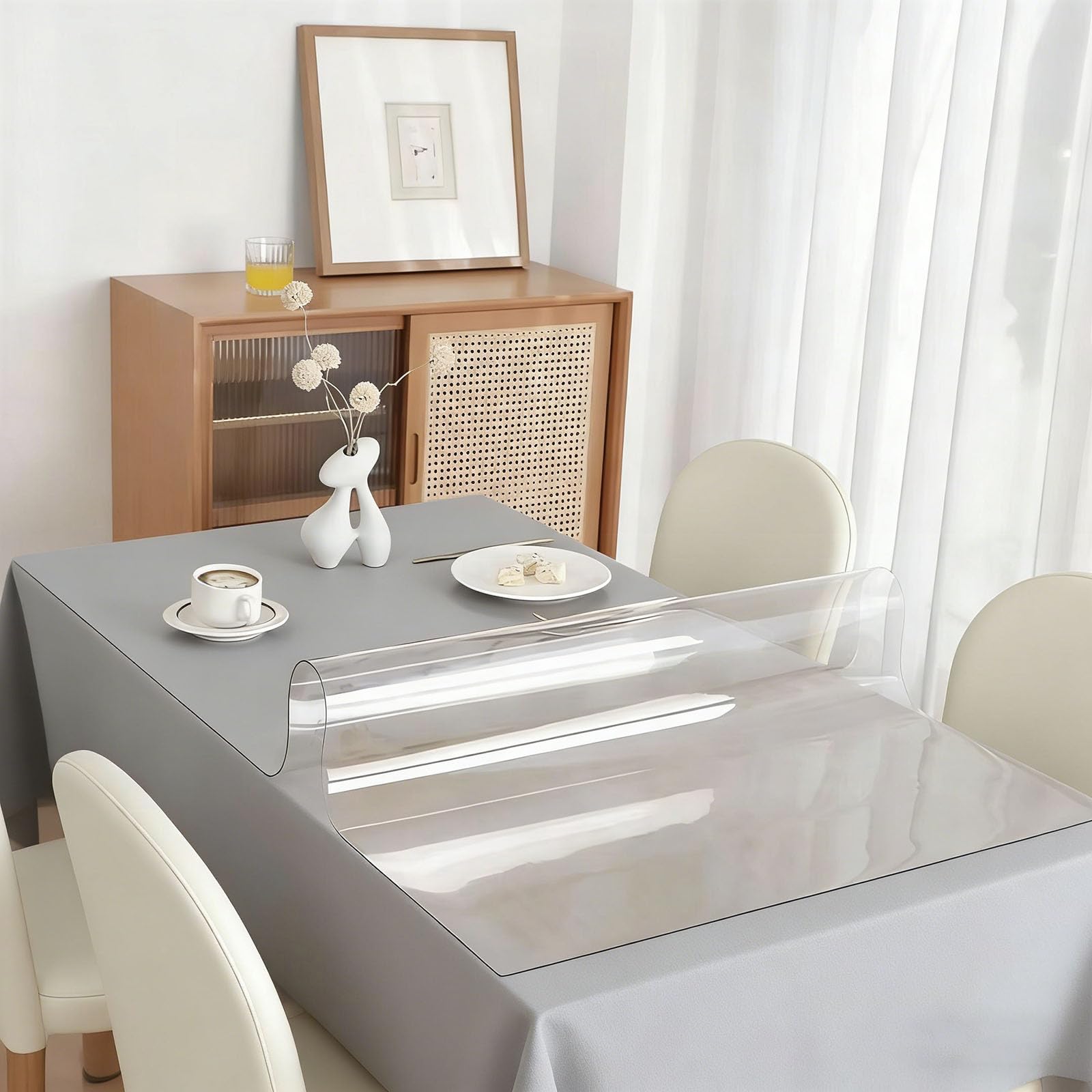 Mantel Antimanchas 75 x 129 cm Antimanchas, Resistente Al Calor Mantel PVC Transparente Impermeable y Fácil de Limpiar para Cocina, Comedor, Fiestas y Usos Diarios, ángulo Recto