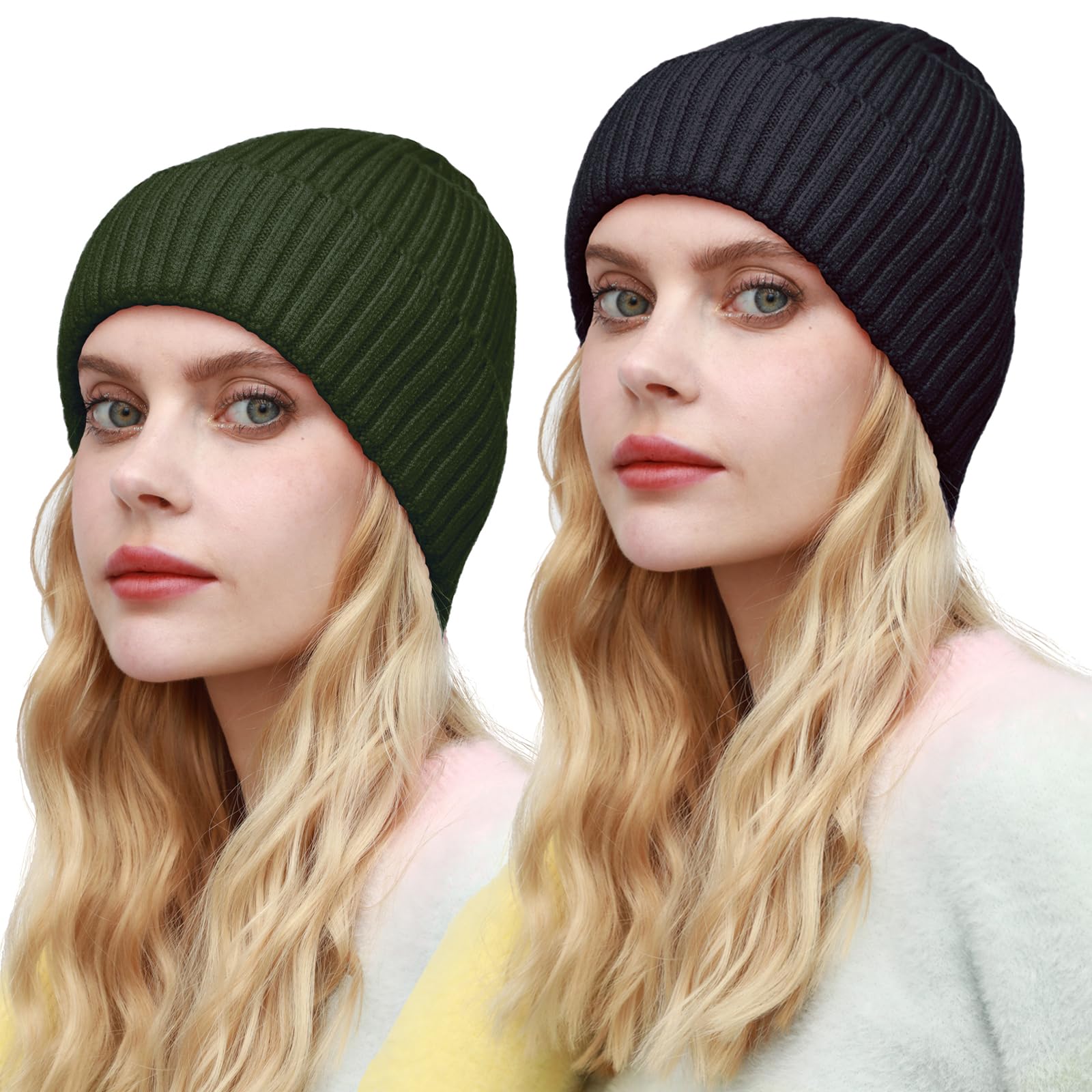 ROYBENS Womens Satin Lined Beanie for Men Wool Knit Cuffed Warm Winter Hats Fisherman Beanies Women Soft Skull