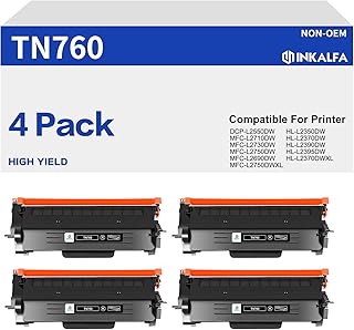 TN760 TN-760 TN-730 TN730 Toner Cartridge 4-Pack Compatible Replacement for Brother TN760 TN730 TN-760 TN-730 TN 760 730 for DCP-L2550DW HL-L2390DW MFC-L2710DW HL-L2370DE MFC-L2730DW MFC-L2750DW Black