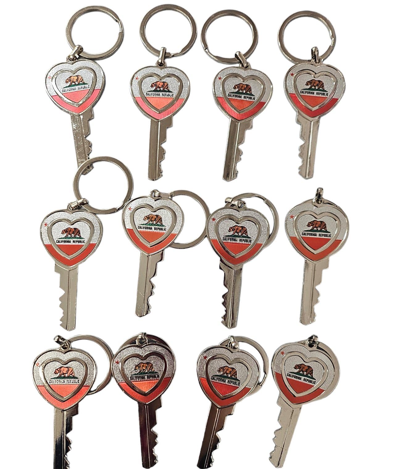 CLGIFT Set of 12 California Souvenir Keychain, I Heart LA Keychain, I Heart Los Angeles Keychain