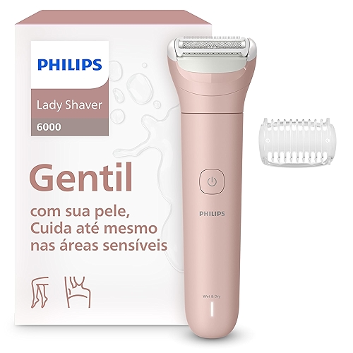 Aparador de Pelos Corporal Feminino Philips Series 6000 BRL128/10 Rosa Uso Seco e Molhado