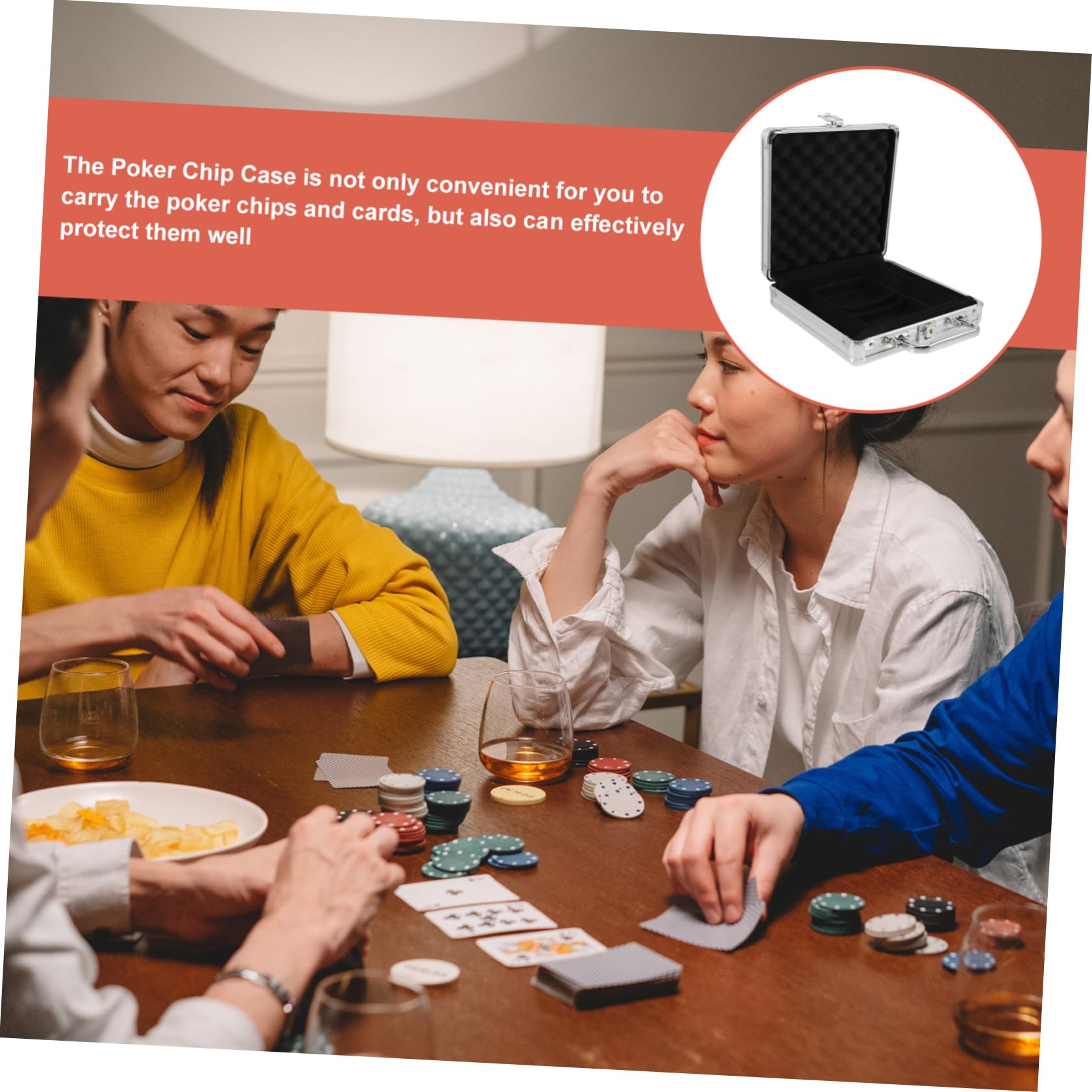 BESPORTBLE Étui à Jetons de Poker pour Transport Facile Grosse Capacité en Alliage Argenté et Fermeture à Boucle Poignée Ergonomique