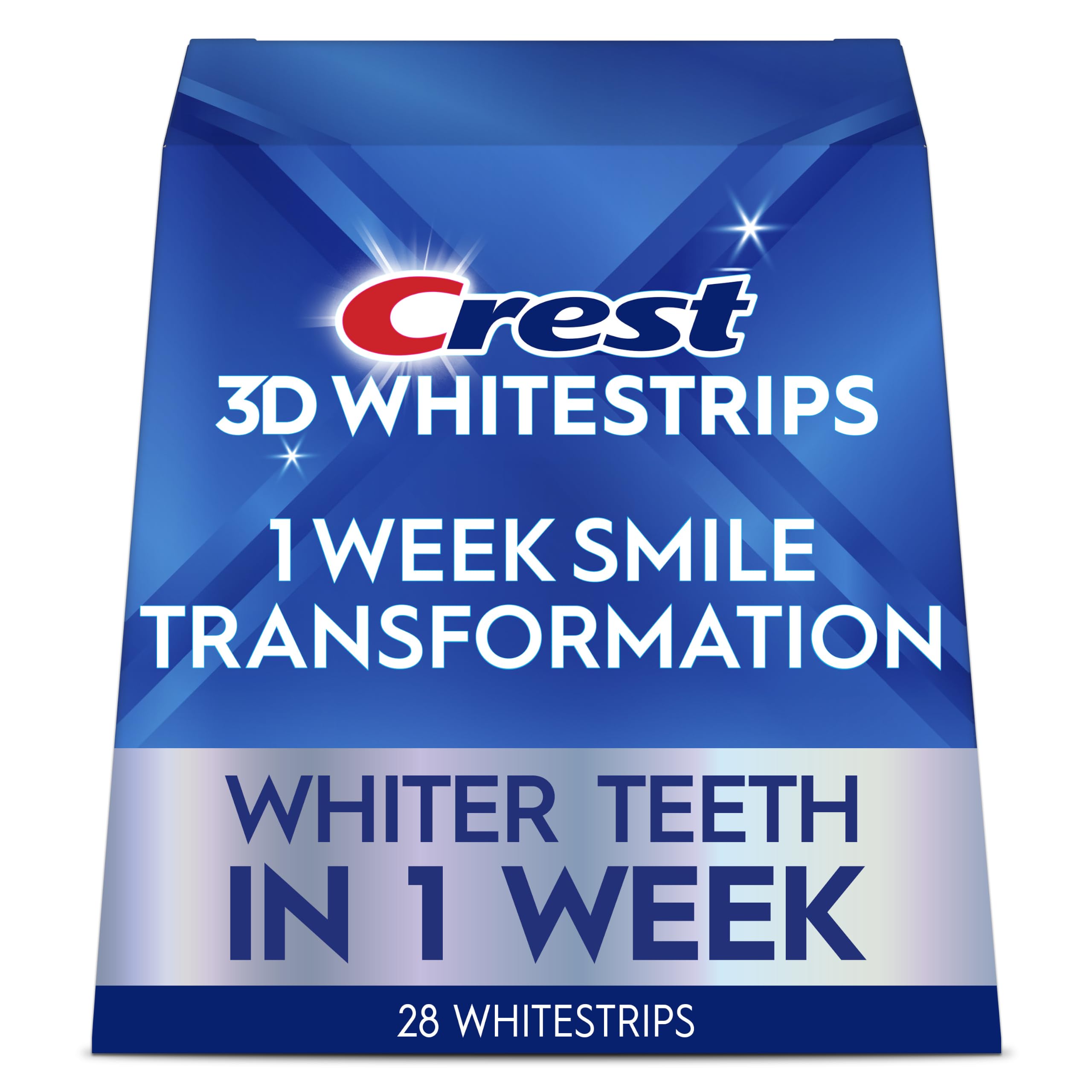 Crest 3DWhitestrips 1 Week Smile Transformation At-Home Teeth Whitening Kit, 14 Treatments, 8 Levels Whiter in 1 Week