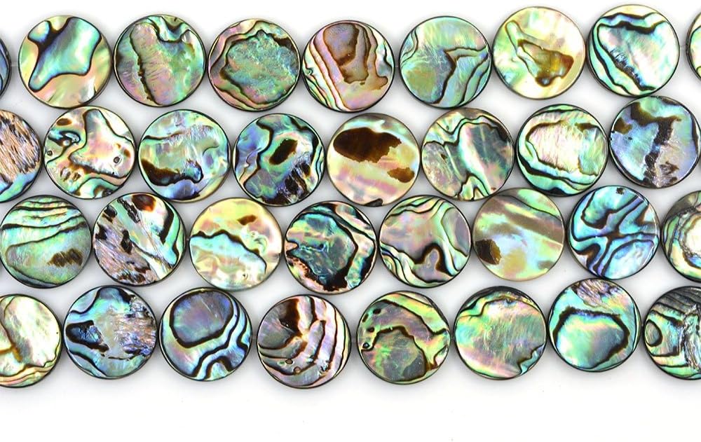 16mm Natural Abalone Shell Flat Coin Beads Strand 16 Inch Jewelry Making Beads