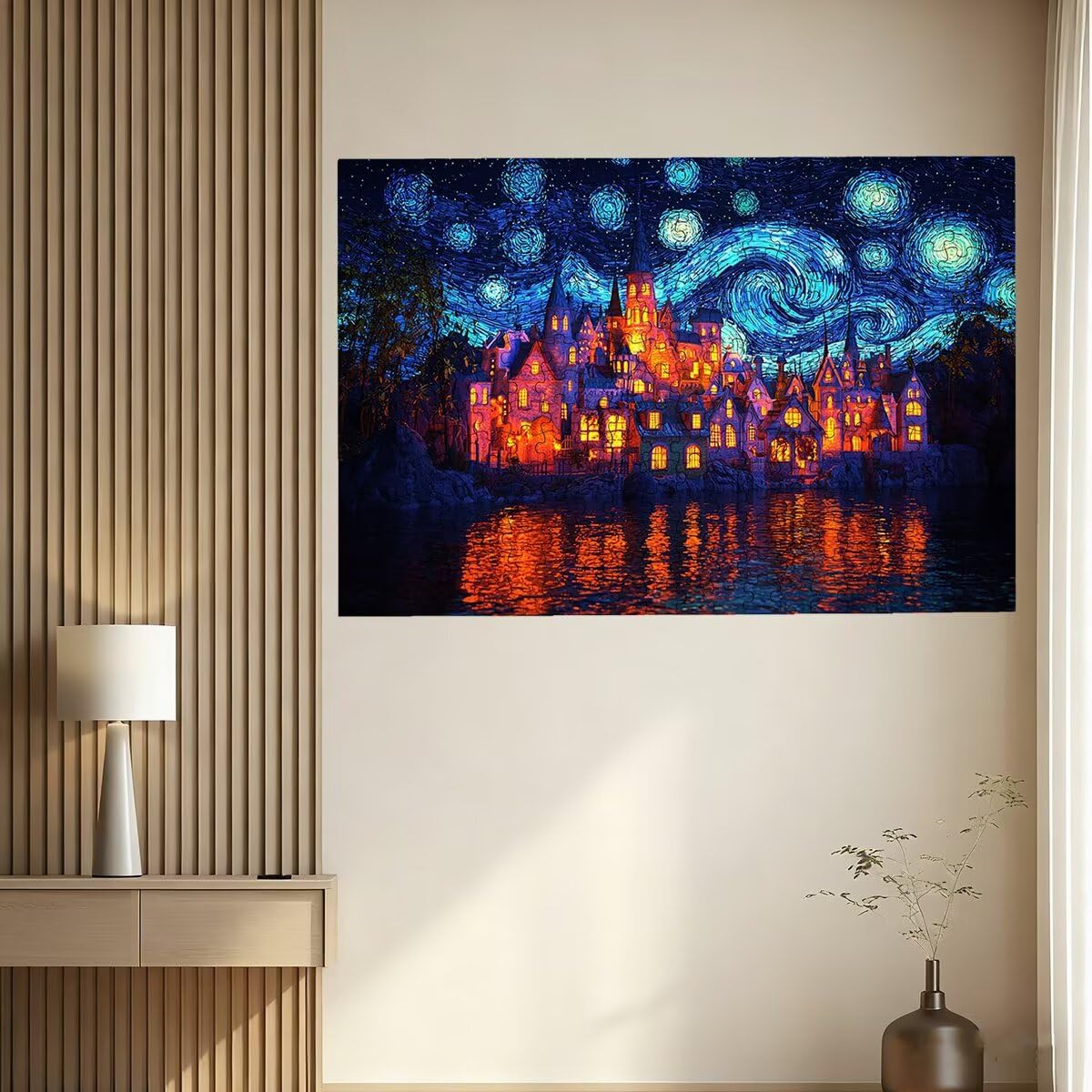 Puzzle 2000 sztuk dla dorosłych gwiaździste niebo, abstrakcyjne puzzle, puzzle 2000 sztuk dla dorosłych, drewniane puzzle z pudełkiem na prezent rozmiar 99 x 70 cm, wyzwanie puzzle dla całej rodziny