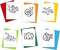 Vista 9 de Tarjetas para colorear: Happy Go Lucky Stationery Juego de 6 tarjetas para que los niños coloreen y practiquen la escritura de cartas, 100%