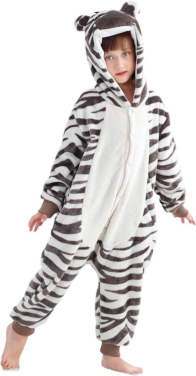 MICHLEY Animal Hooded Romper Kids Flannel Halloween Cosplay Pajamas Costume 3-12T for Autumn Winter