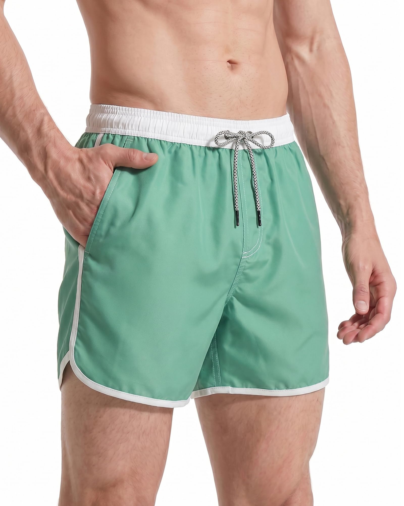 maamgic Herren Badeshorts Vintage Retro Boardshorts Schnelltrocknend Kurz Badehose Schwimmhose mit Mesh-Futter und Verstellbarem Tunnelzug