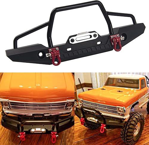 Miniatura 2 de Parachoques delantero de aluminio con faros LED, soporte de cabrestante, gancho de remolque compatible con Axial SCX10 SCX10II 90046 Traxxas TRX-4