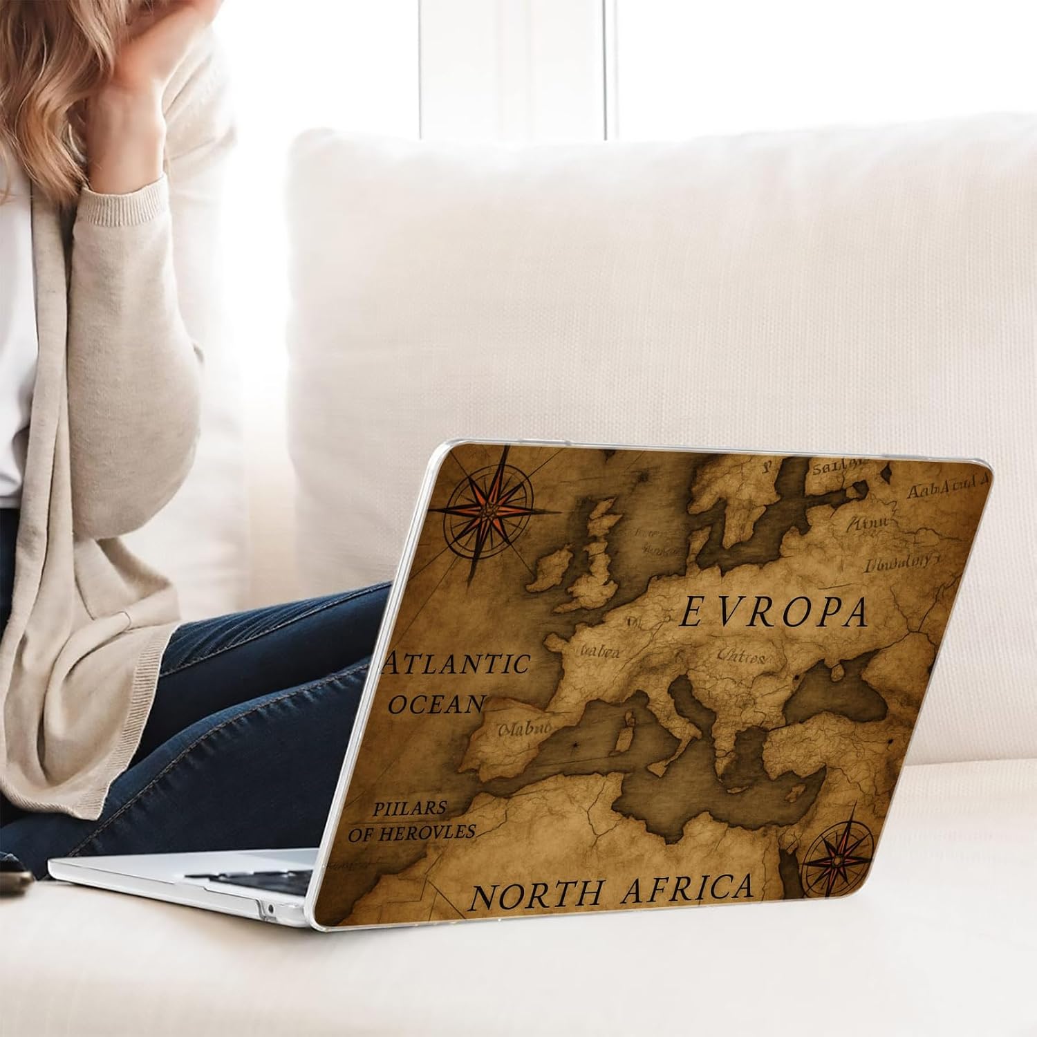 Compatible with MacBook Neo 13-inch, Hard Shell Case with Keyboard Cover and Screen Protector (A3404 A18 Pro chip, 2026 Release) - Vintage Map MC22724