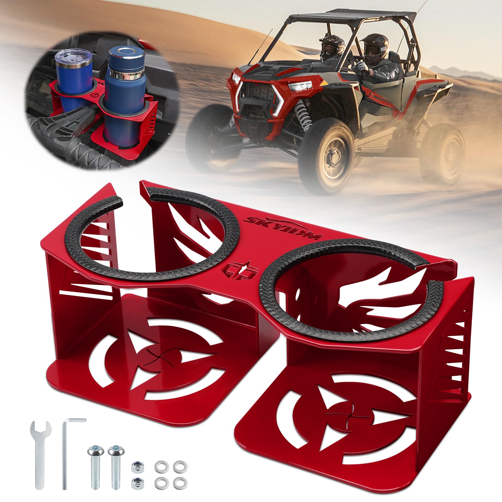 Photo 1 of UTV Cup Holder Compatible with Polaris RZR Grab Bar XP 1000 XP Turbo, Red