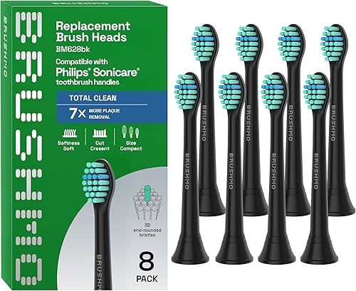 Miniatura 14 de Brushmo Total Clean - Cabezales de repuesto para cepillos de dientes, compatibles con Philips Sonicare, mango de cepillo de dientes eléctrico
