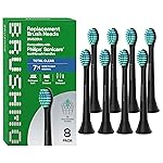 Brushmo Total Clean Replacement Toothbrush Heads, Compatible with Philips Sonicare Click-on Electric Toothbrush Handles, 8 Compact Heads for Hard-to-Reach Areas, Soft Dupont Bristles, BM628, Black