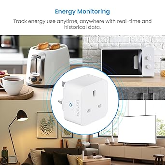 Smart Plug, Wi-Fi Outlet Compatible with Alexa, Google Home, Wireless Smart Socket with Energy Monitoring, Timer & APP Remote Control, 2.4GHz Wi-Fi Only - No Hub Required (1 Pack)