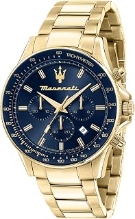Mens Watches Gold Men's Analog Quartz Watch Dark Blue Sunray Dial Chronograph Date Calendar Waterproof Luminous Hands 24-Hour Sub-Dial Japanese Quartz Movement R8873640008