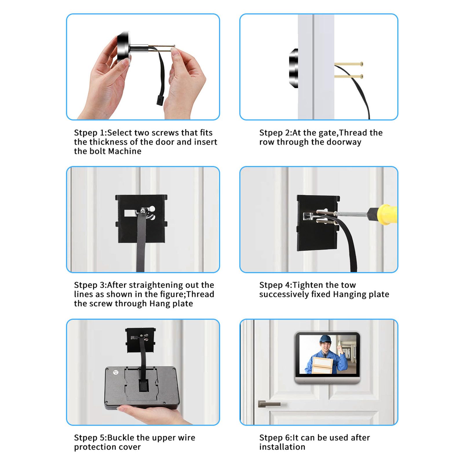 Cryfokt Timbre con Vídeo Inteligente, Cámara de Timbre WiFi Inalámbrica 1080P con Pantalla LCD IPS de 4,3 Pulgadas, Intercomunicador de 2 Vías, Detección de Movimiento PIR, Visión