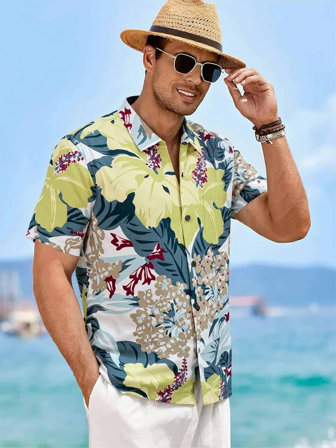 Mens Hawaiian Shirts Silk Short Sleeve Printed Beach Shirt Relaxed Fit Summer Tropical Shirts - Image 4