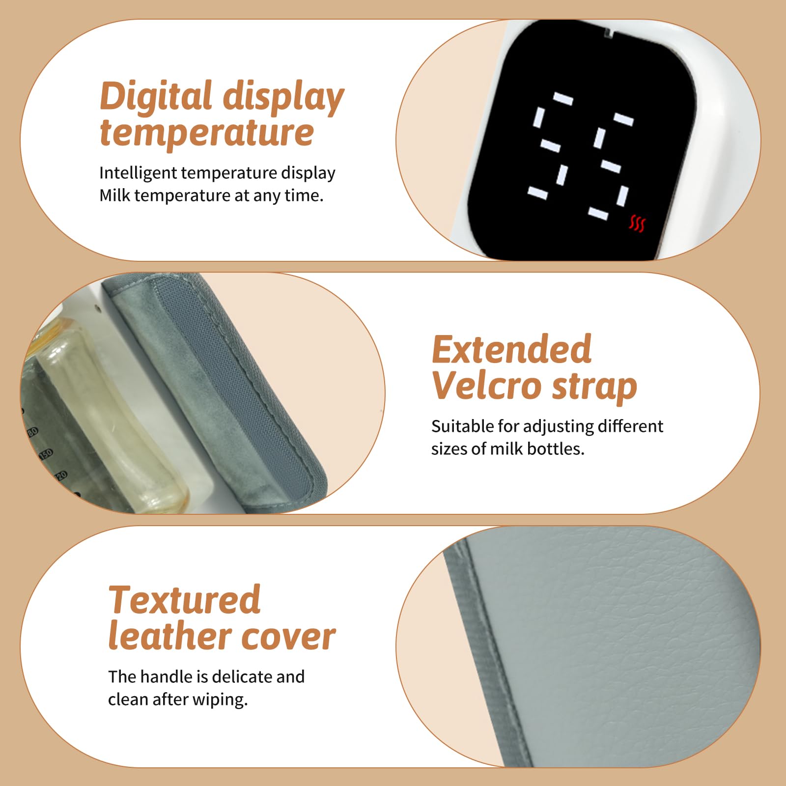 Scaldabraccia portatile, 38-55 ℃, regolabile, con indicatore LED, ricaricabile tramite USB, per latte materno e latte