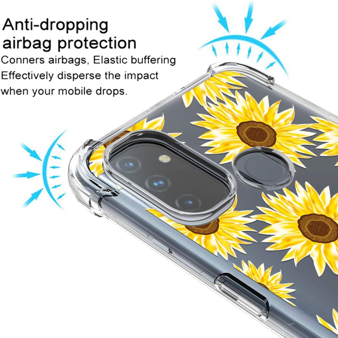 Osophter for Oneplus Nord N100 Case,Oneplus N100 Case Flower Floral for Girls Women Shock-Absorption Flexible TPU Rubber Phone Cover for Oneplus Nord N100(Sun Flower)