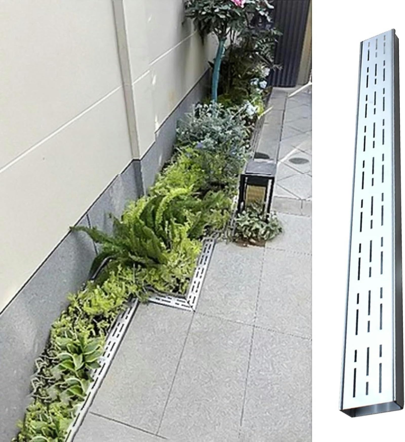Caniveau en acier inoxydable avec grille pour drainage extérieur