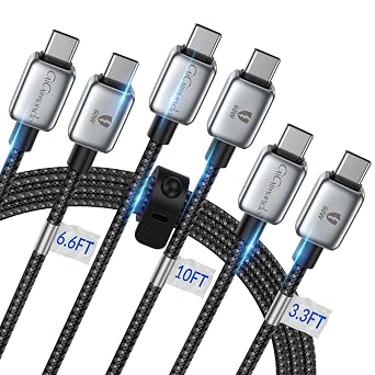 GiGimundo [10+6.6+3.3ft 60W 3 Pack Nylon Braided USB C Fast Charging Cable for MacBook Pro/MacBook Air/Lenovo/HP/Dell/Asus/Samsung/Acer/Pixel/Switch Laptop and All Smart Phone