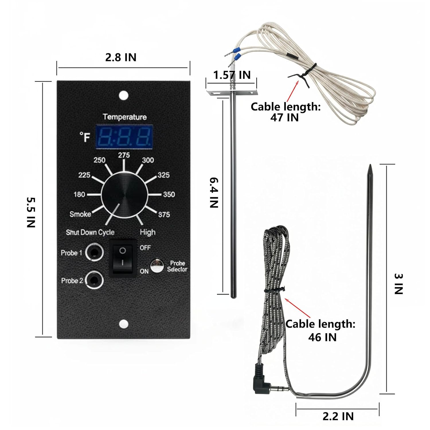 Digital Pro Controller for Traeger Grill Parts Control Panel Replacement with Meat Probes and Thermostat Board Sensor