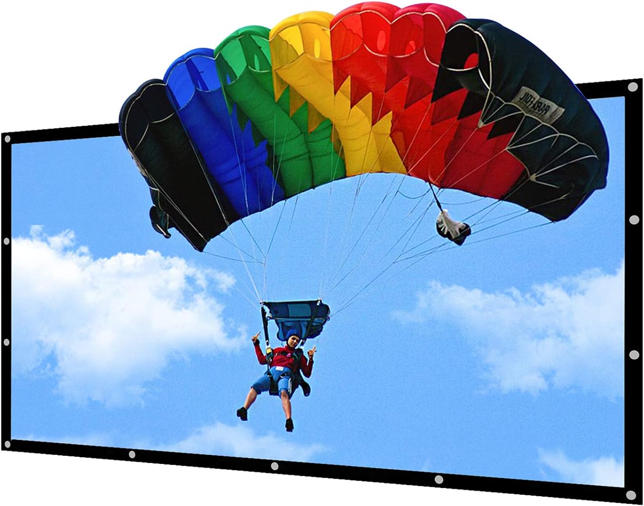 NIERBO 150 inch Portable Projector Screen Outdoor 16:9 Movie Screen for Projection Double Sided for Home Theater No Wrinkles with 22 Traceless Nails and One Rope