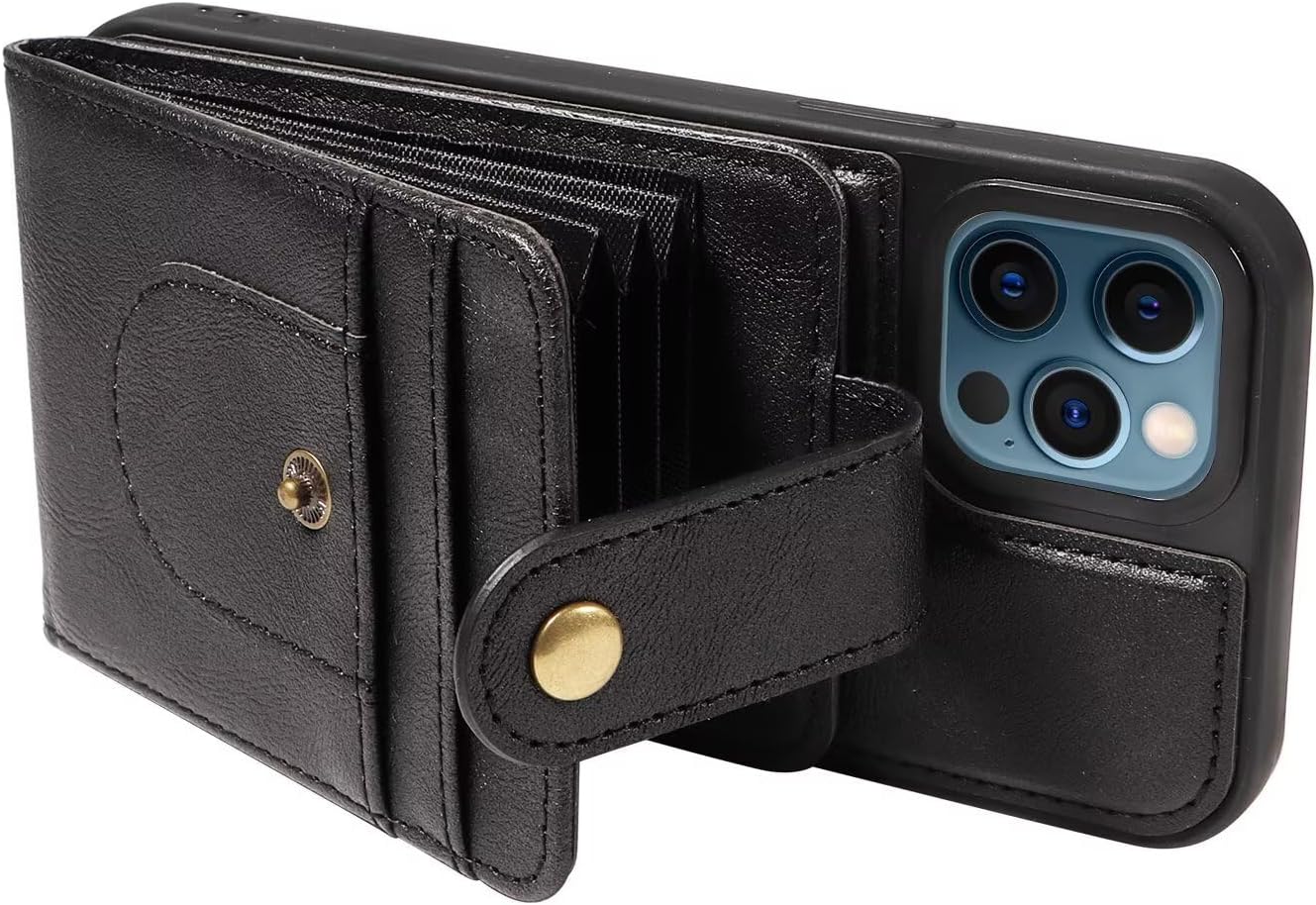 Caseurban Compatible with Magsafe 2 in 1 Detachable Wallet Case for iPhone 12/12 Pro with Card Holder, Magnetic PU Leather RFID Blocking Kickstand Card Slots Case Shockproof Protective Phone Cover