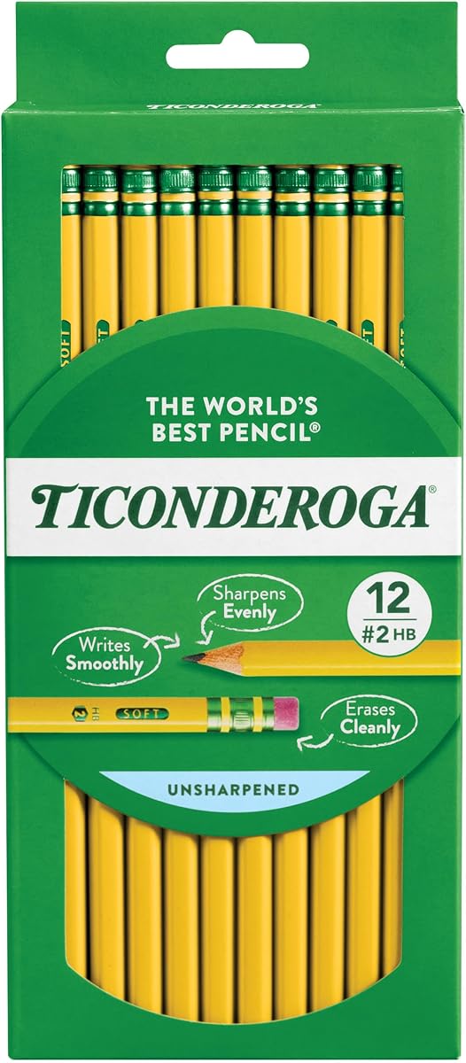 Lápices de madera, #2 HB Suave, amarillo, 12 unidades | Ideal para escribir, dibujar, tareas escolares, aulas y uso en la oficina