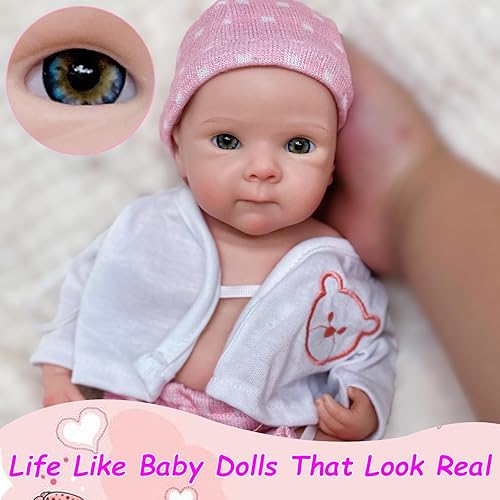 Miniatura 4 de Muñeca de bebé Reborn de silicona de cuerpo completo de 13 pulgadas, no de vinilo, realista, con conjunto de ropa para niños