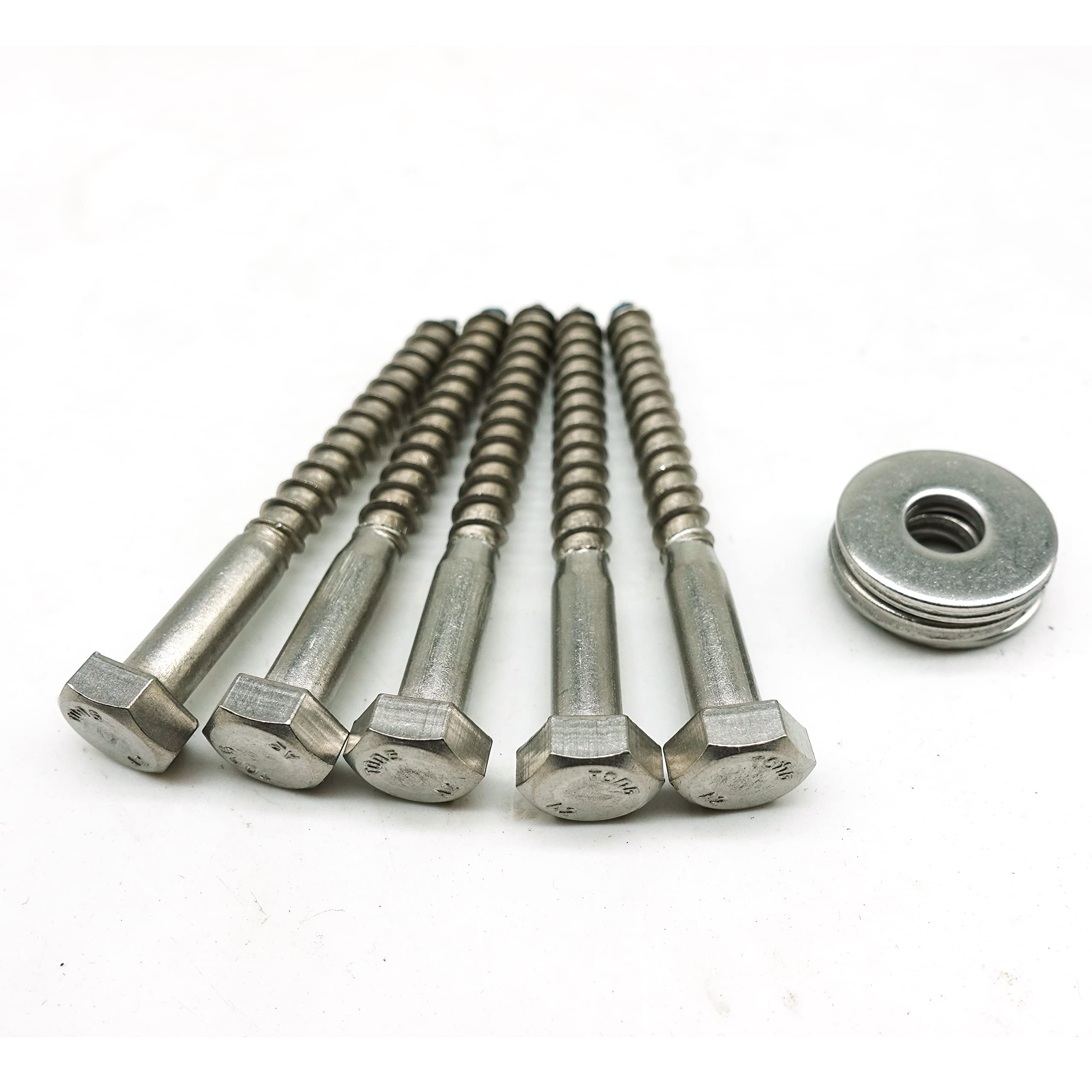 FullerkregM8 x 75 mm, 5 pieces, DIN 571, 6-point wood screws with washers, A2 stainless steel