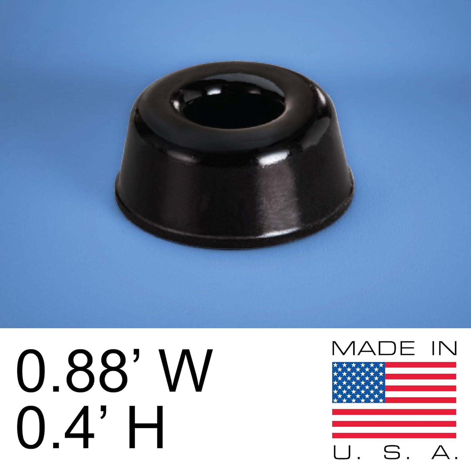 Small Black Door Knob Bumpers (Set of 12) - Made in USA - Self-Adhesive Door Handle Stoppers Wall Protectors, Isolation Rubber Feet for Speakers, Electronics, Furniture