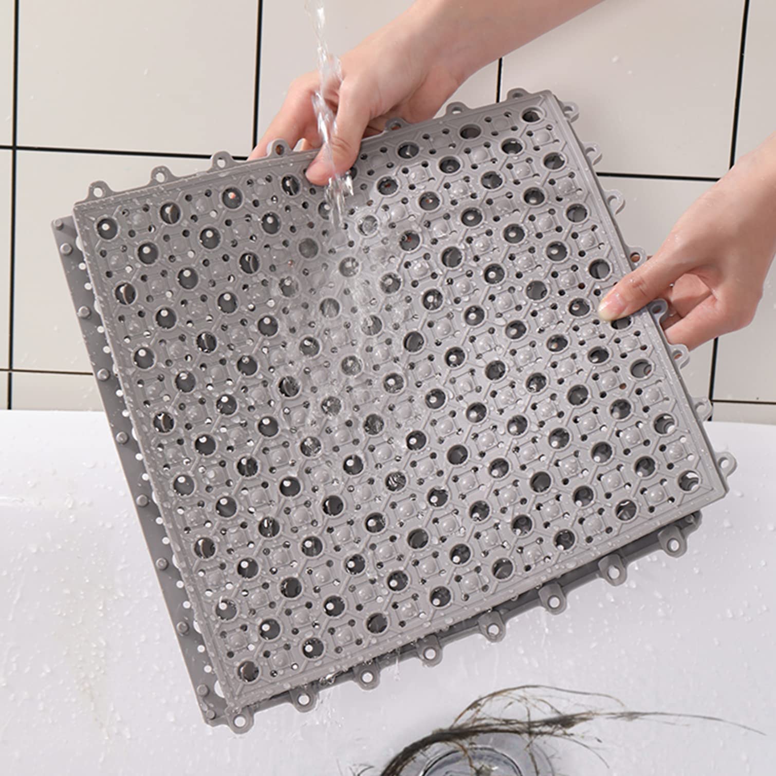 Lot de 10 tapis de bain antidérapants à ventouse - Couleurs variées - Idéal pour la sécurité et le style dans la salle de bain - Bleu et blanc