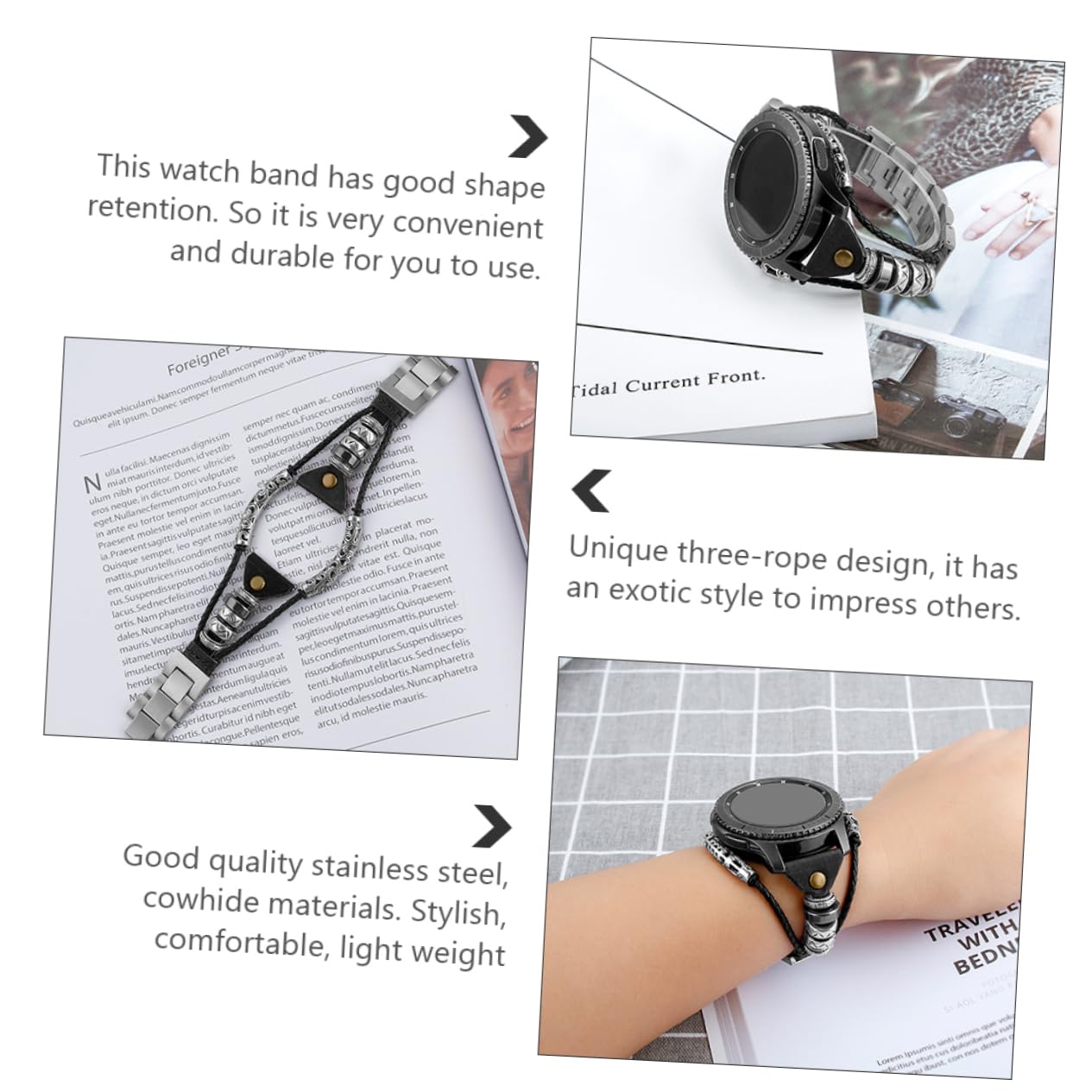 SHINEOFI 1 Pieza Correa de Reloj de Inoxidable para Diseño de Cadena Trenzada Banda de Reemplazo para Smartwatch y Profesional Compatible con Galaxy Watch