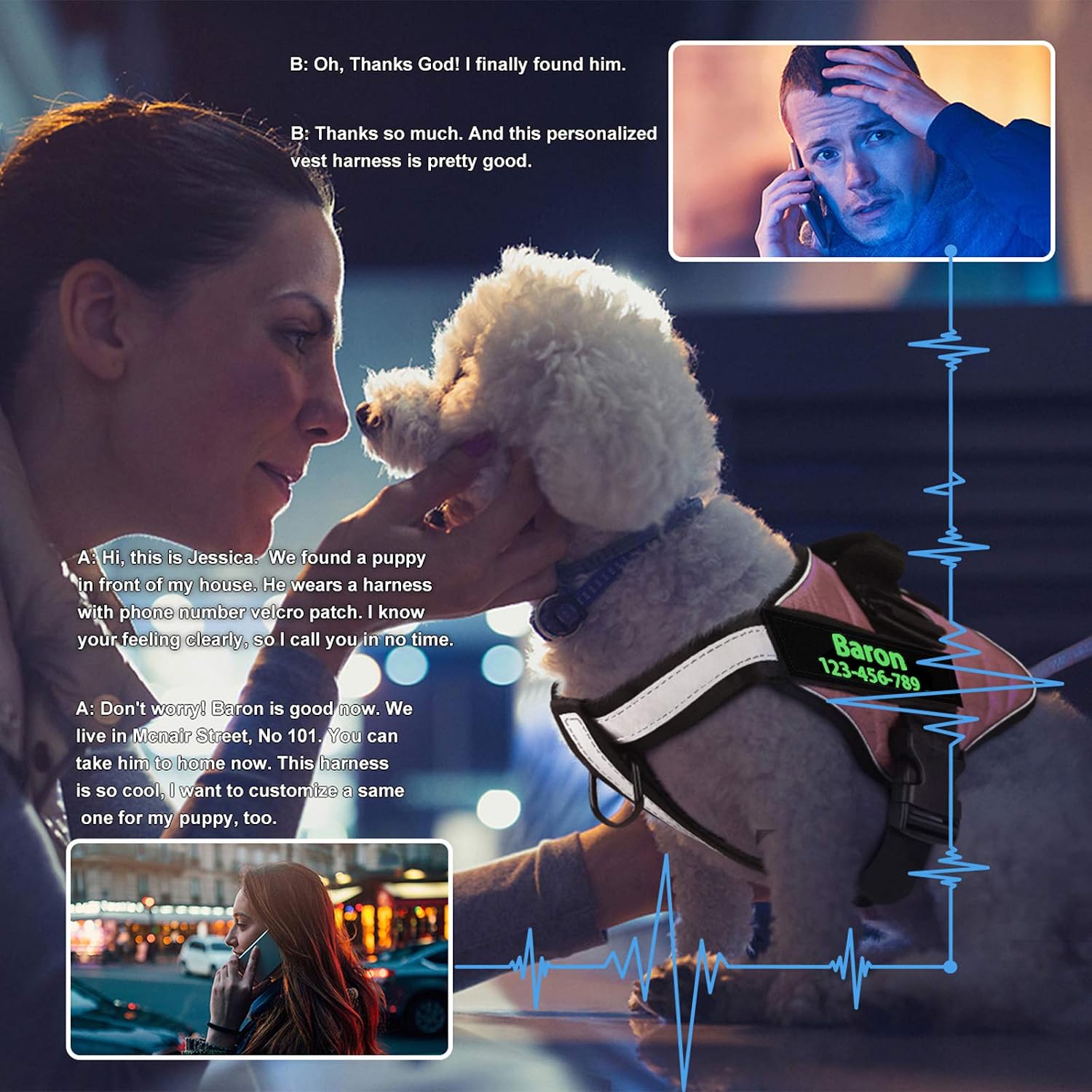 MUMUPET Custom Dog Name and Number Personalized Dog Harness Patch, No Pull Pet Vest Harness 3M Reflective Breathable Adjust Pet Halters with Nylon Handle-No More Tugging for Small Medium Large Dogs