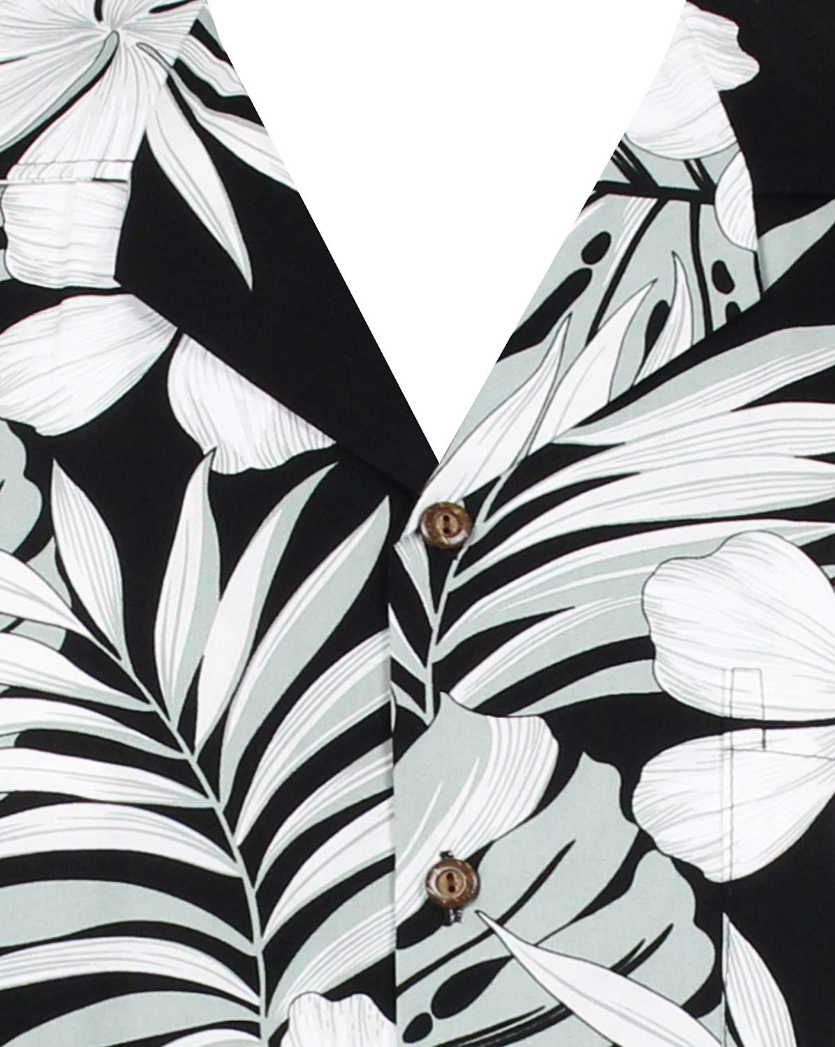 P.L.A. Original Camicia Hawaiana, Black White Grey Flower, nero L